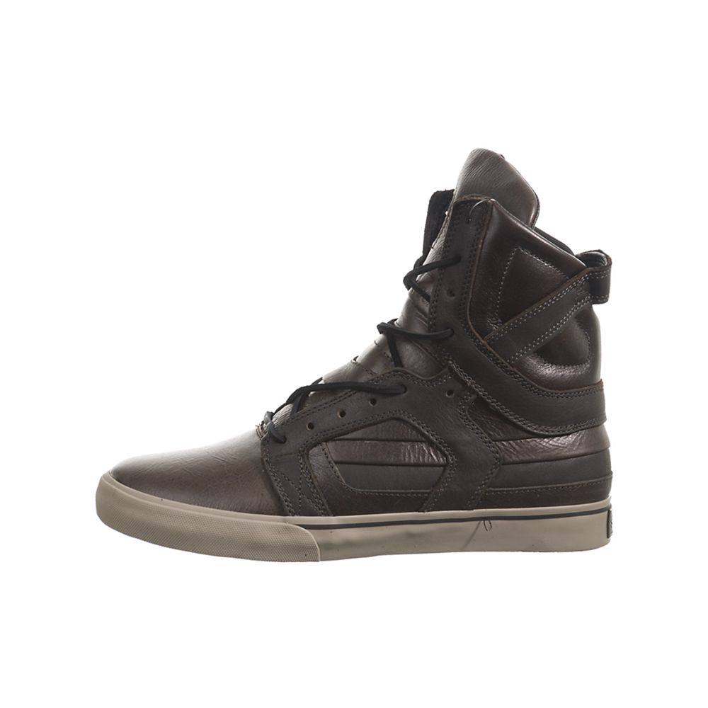 Baskets Montantes Supra SkyTop II Marron Dark Brown Full Grain Homme | WEW-62968970